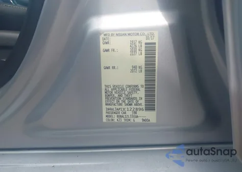 2018 Nissan Altima 2.5 Sv from USA, damaged, VIN 1N4AL3AP1JC122896